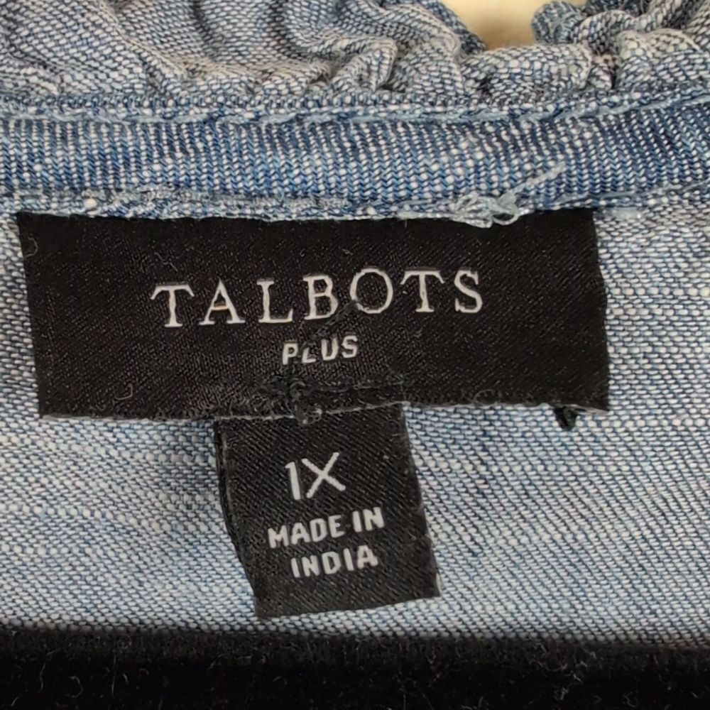 Talbot's Plus Size Ruffle Trim Shell In Denim Slu… - image 3